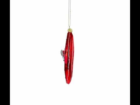 Adventure Kayak with Oar Glass Christmas Ornament