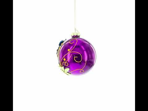 Purple Jewel Butterfly Glass Ball Christmas Ornament