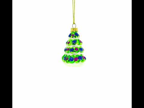 Adorno navideño de cristal con forma de árbol de Navidad cubierto de nieve