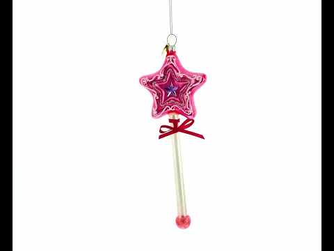 Magical Pink Star Wand Glass Christmas Ornament