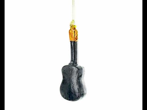 Rocking' Glittered Guitar Glass Christmas Ornament