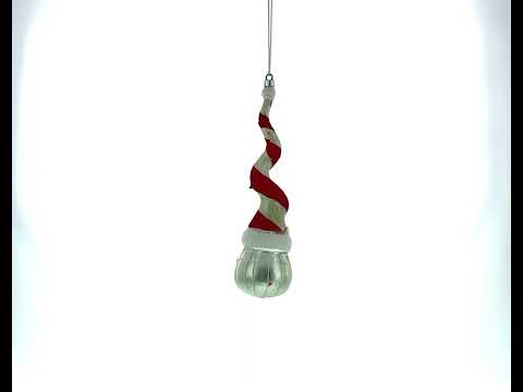 Santa with Quirky Twisted Hat Glass Christmas Ornament