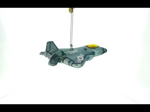 US Army Fighter Jet Glass Christmas Ornament