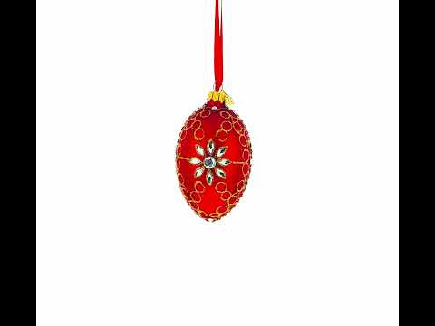 Diamantstern-Weihnachtsbaumschmuck aus rotem Glas, 10 cm