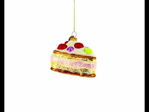 Cherry Cake Glass Christmas Ornament