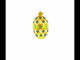 Yellow Trellis, Green Gems & Royal Blue Accents Glass Egg Ornament 4 Inches