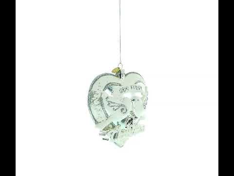 Our First Christmas Romantic Lovebirds Heart Glass Christmas Ornament