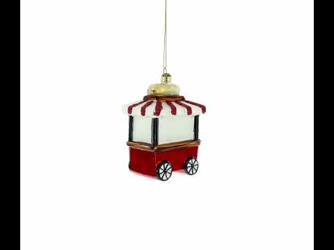 Hot Dog Cart Glass Christmas Ornament