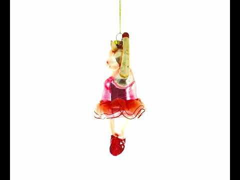 Ballerina Pig Glass Christmas Ornament