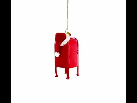 Adorno navideño de vidrio soplado con forma de buzón de cartas a Papá Noel