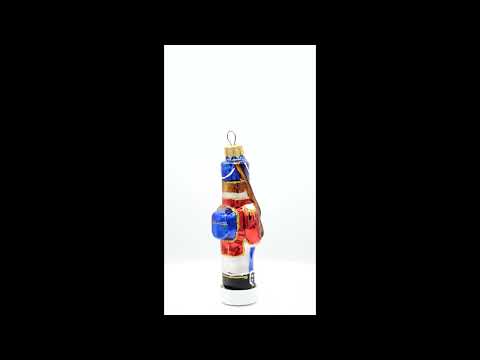 Retro Soldier Holding Rifle Glass Christmas Ornament