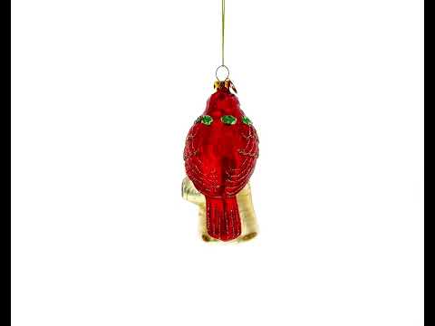 Roter Kardinal auf einem Ast, Weihnachtsschmuck aus Glas