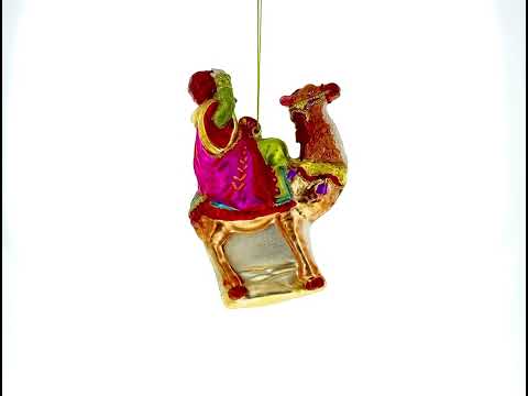 Wiseman Riding a Camel Glass Christmas Ornament