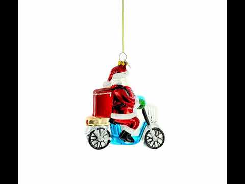 Weihnachtsmann liefert Essen auf dem Roller, Glas-Weihnachtsschmuck