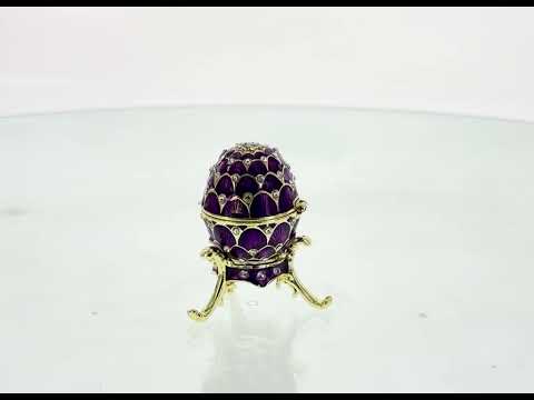 Jeweled Golden Arches on Purple Enamel Royal Inspired Imperial Easter Egg 2.25 Inches