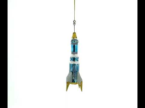 Blaue Rakete aus Glas, Space Shuttle, Weihnachtsschmuck