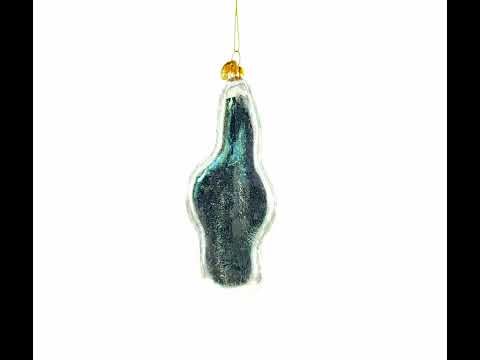 Musical Note with Poinsettia Glass Christmas Ornament