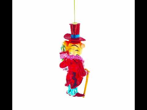 Dapper Tiger Gentleman Glass Christmas Ornament