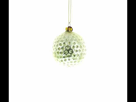 Weihnachtsbaumschmuck aus strukturiertem Glas in Form eines Golfballs