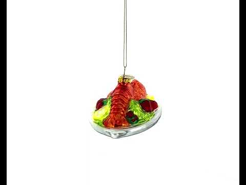 Red Lobster Plate Glass Christmas Ornament