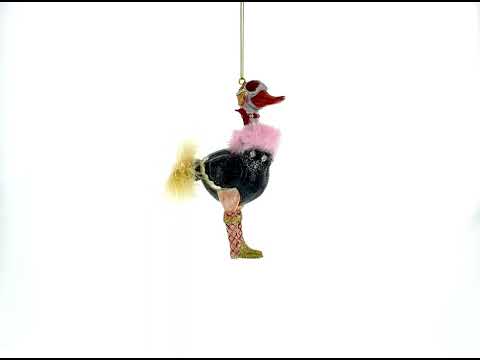 Ostrich Chic Glass Christmas Ornament