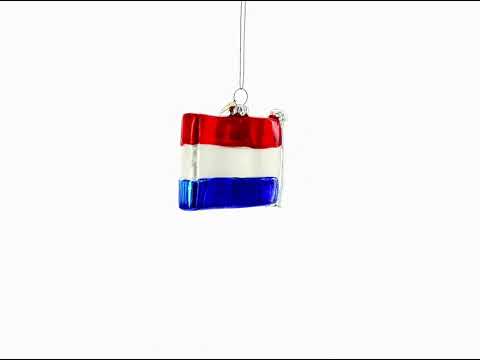 Waving Flag of Netherlands Glass Christmas Ornament