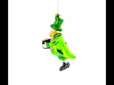 Weihnachtsschmuck aus Glas: Kobold mit Goldtopf