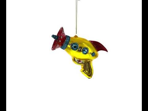 Futuristic Laser Gun Glass Christmas Ornament