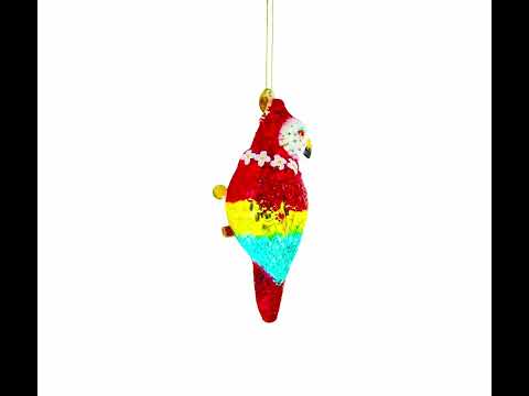 Weihnachtsbaumschmuck: Papagei mit Trinkglas