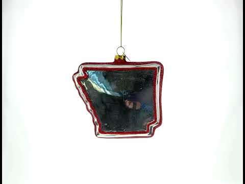 State of Arkansas Symbols, USA Glass Christmas Ornament