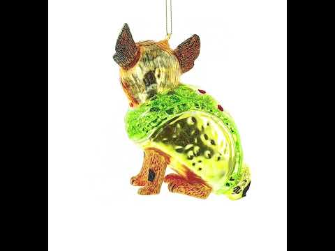 Adorno navideño de cristal con forma de perro taco
