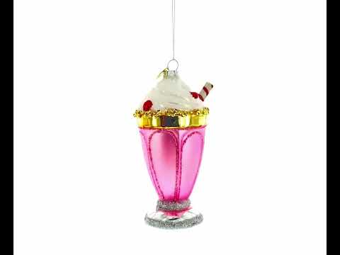 Adorno navideño de vidrio rosa batido