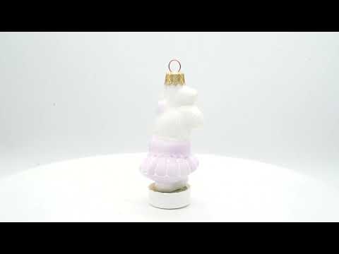 Bunny Girl in Dress Glass Christmas Ornament