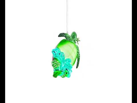 Hawaiian Aloha Turtle Glass Christmas Ornament