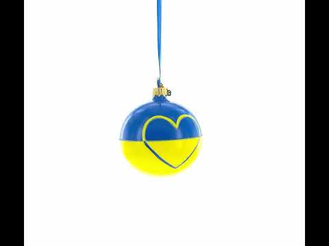Flag of Ukraine Glass Christmas Ornament 3.25 Inches