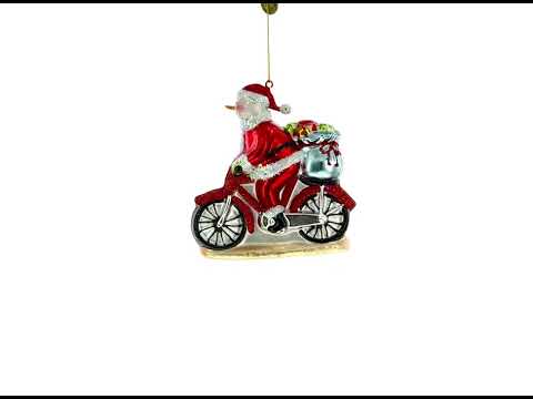 Schneemann-Biker auf der Straße, Weihnachtsschmuck aus Glas