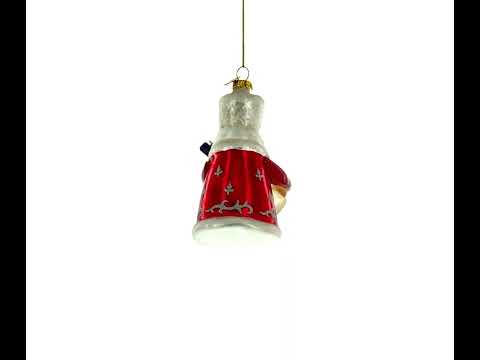 Jolly Santa with Vodka Bottle Glass Christmas Ornament