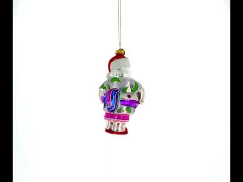 Beach Santa with Unicorn Floatie Glass Christmas Ornament