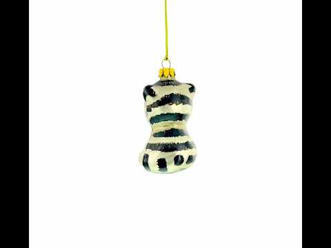 Adorno navideño de cristal con forma de gato rayado y ojos verdes