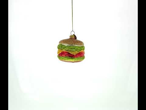 Cheeseburger Glass Christmas Ornament