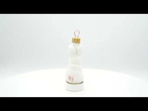 Tall Ear White Bunny Glass Christmas Ornament
