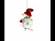 Whimsical Snowman Skiing Blown Glass Christmas Ornament
