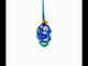 Cobalt Blue with White Daisy Floral Mini Glass Egg Ornament 2.9 Inches