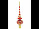 Dimensional Roses and Pearls on Golden Scroll Mouth Blown Glass Christmas Tree Topper 11 Inches