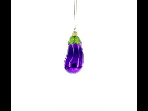 Shiny Eggplant Glass Christmas Ornament