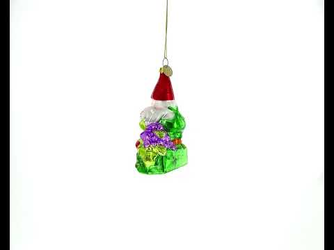 Enchanting Gnome Glass Christmas Ornament