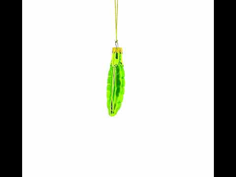 Adorno navideño de cristal con forma de vaina de guisante verde