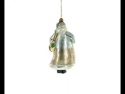 Glitzernder Weihnachtsmann mit magischer Laterne – Christbaumschmuck aus Glas