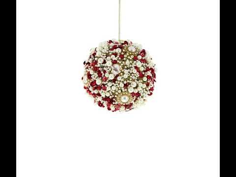 Red & Gold Beaded Glass Christmas Ornament