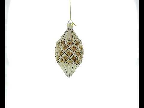 Geometric Vintage-Style Rhombus Finial Glass Christmas Ornament